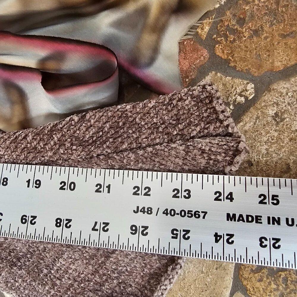 Annie M Knitwear Brown 100% Viscose Chenille Top With Scarf Belt, Made In USA - Picture 11 of 13